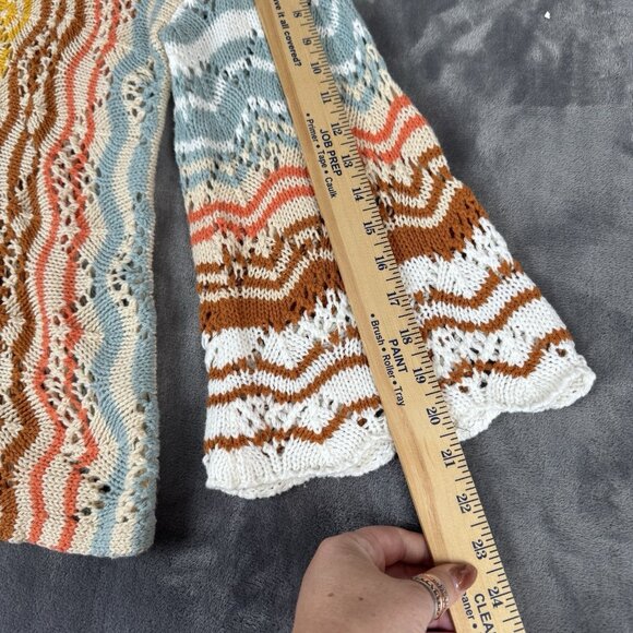 Cato Crochet Top Boho Chic Festival Open Knit Cover Up Tunic Size Large - Picture 5 of 9